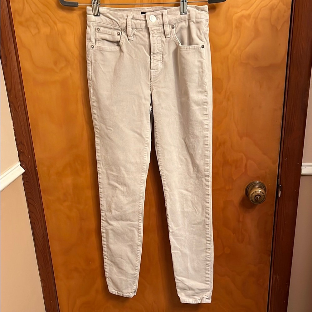 J CREW Beige/Cream Corduroy Toothpick Ankle Skinny Straight Pant Sz 25